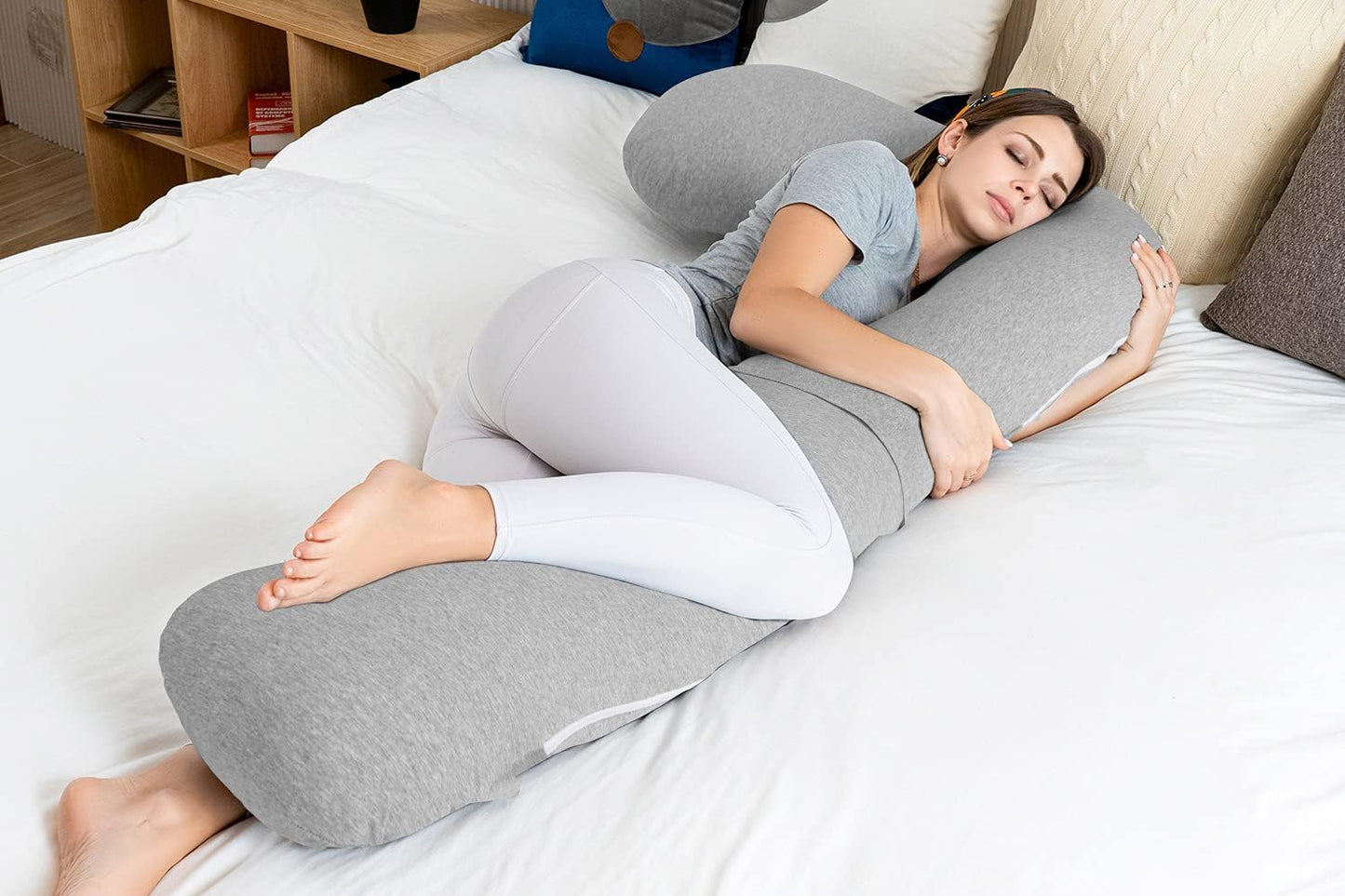 Pregnancy Pillow for Sleeping,Maternity Body Pillow with Pillow Cover,L Shaped Body Pillow for Pregnancy